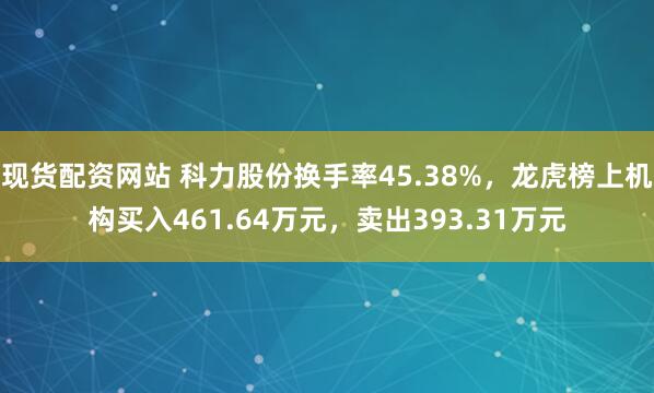 现货配资网站 科力股份换手率45.38%,龙虎榜上机构买入461.64万元,卖出393.31万元